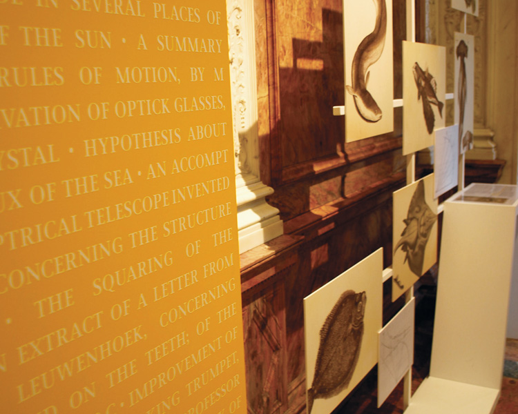 Detail of a typographic interpretation panel at the Royal Society exhibition