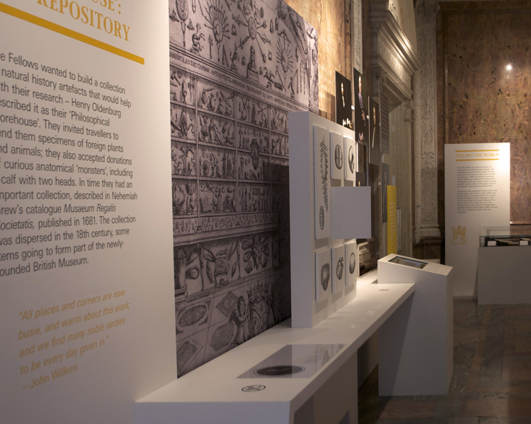 Royal Society exhibition installation inside an historic interior