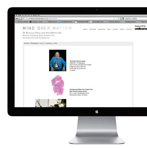 Mind Over Matter project website displayed on a desktop screen